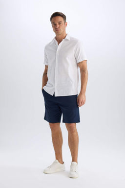 Regular Fit Gabardin Bermuda Sort - Defacto фото 3