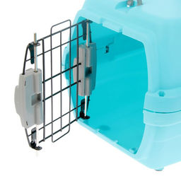 Переноска пластиковая Неон 48х32х29,5 см, вес животного до 12 кг, голубая - Пижон фото 4