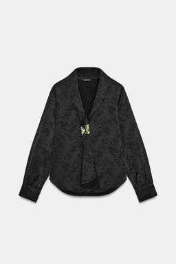 JACQUARD FLORAL BROOCH SHIRT - Zara фото 4