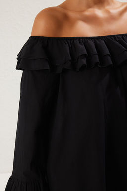 Siyah Dokuma F?rf?rl? Plaj Mini Elbise TBESS25EL00092 - Trendyolmilla фото 4