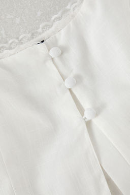 Beyaz Kare Yaka Ask?l? Crop Dokuma Bluz TWOSS25BZ00118