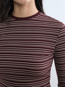 Bisiklet Yaka ?izgili Kad?n Body