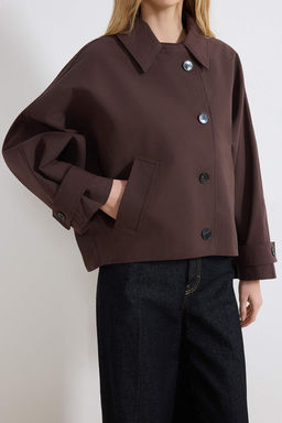 Kahverengi Desenli Astarl? Yumusak Tuseli Oversize K?sa Mont TWOSS26MO00013 - Trendyolmilla фото 3