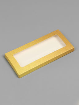 Цена за 5 шт. Подарочная коробка под плитку шоколада, с окном, золотая, 17×8×1.4 см