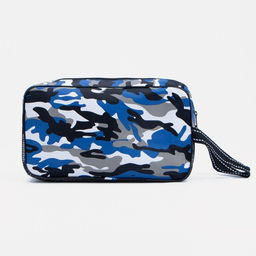 Косметичка на молнии мужская, с ручкой, с принтом Камуфляж, синяя - Simaland фото 2