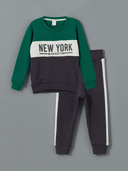 Bisiklet Yaka Bask?l? Erkek Bebek 2li Tak?m