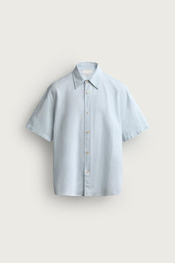 CAMISA REGULAR FIT ALGOD?N - LINO / Azul cielo - Zara фото 7