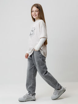 КР 302871/бежевый 4002 к623 фуфайка (футболка) для дев - Crockid фото 4