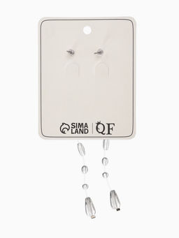 Серьги на леске "Капля росы", цвет белый в серебре