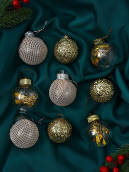 Ёлочные игрушки Капризы зимы, шары новогодние, d=6 см, 9 шт. золото - Зимнее волшебство фото 9