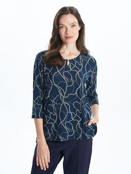 Bisiklet Yaka Desenli Kad?n Bluz