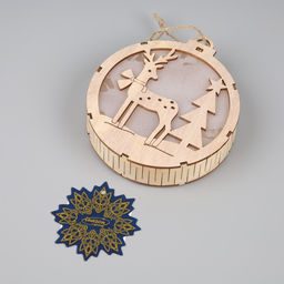 Ёлочная игрушка Оленёнок в лесу, 12х12 см, 1 LED, от батареек, свечение тёплое белое - Luazon lighting фото 4