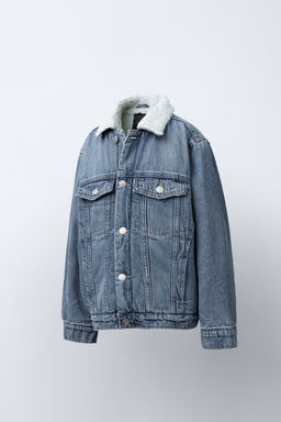 DENIM JACKET WITH FAUX SHEARLING - Zara фото 2