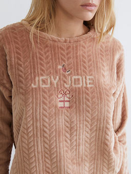 Bisiklet Yaka Nak??l? Kad?n Pel?? Pijama Tak?m?