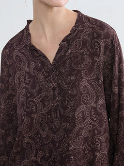 Ka??k Yaka Desenli Bluz