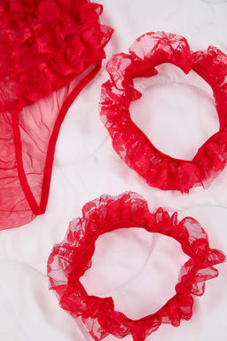 K?rm?z? Dantel Bacak Bantl? Kaps?z Ic Camas?r? Tak?m? THMAW26CC00031 - Trendyolmilla фото 7