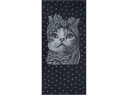 Полотенце махровое 6с102.411ж1 Кошка в горошек(антрацит) 67х150см