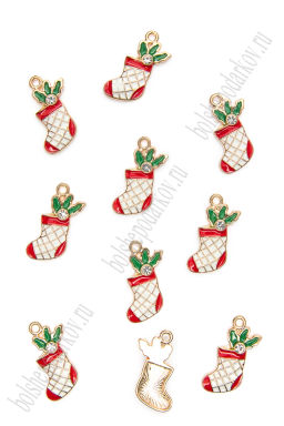 Подвеска металл "Новогодний носок №2" (10 шт) SF-7343