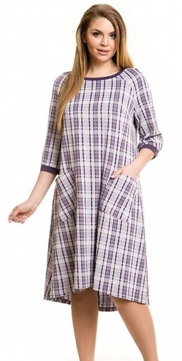Платье 728 сиреневая клетка