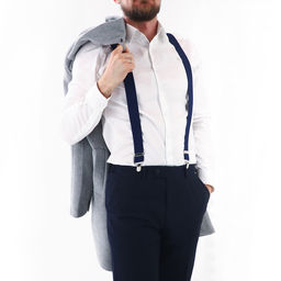 Подтяжки взрослые, ширина 3.5 см, тёмно-синяя