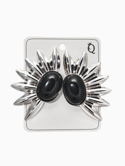 Серьги «полу солнце», чёрные в серебре