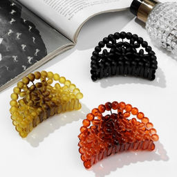 Цена за 12 шт. Крабик для волос «Матовый», цветы бусинки, 7 см, МИКС