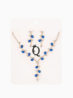 Набор 2 предмета: серьги, колье Изумление цветение, цвет сине-белый в золоте, 42 см