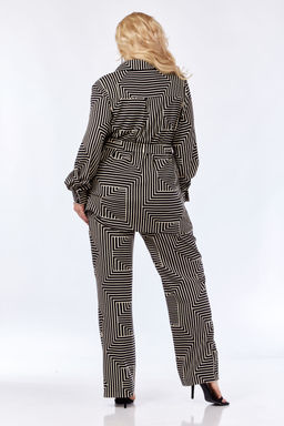 Костюм Элль стиль 2299 бежевый/черный принт  фото 6
