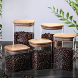 Банка квадратная бамбуковая крышка 550 мл диаметр 80/12 см / LCSC2916 /уп 120/ - Галеонтрейд фото 2