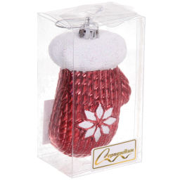 Цена за 2шт. Ёлочная игрушка "Новогодняя варежка" 5*4*10 см, красный