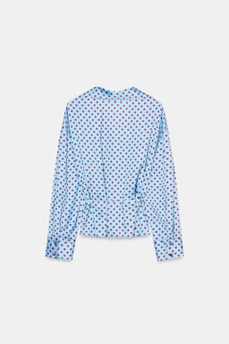 POLKA DOT SATIN SHIRT WITH BELT - Zara фото 6