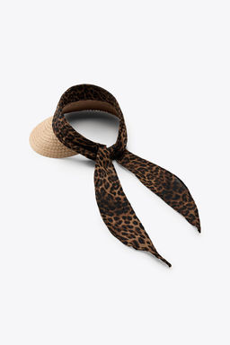 BRAIDED VISOR WITH ANIMAL PRINT SCARF - Zara фото 6