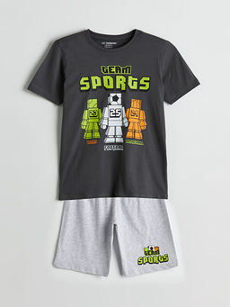 Bisiklet Yaka Erkek ?ocuk ?ortlu Pijama Tak?m?