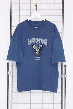 TRENDYOL MAN Siyah Oversize/Genis Kesim Eskitme/Soluk Efektli Rock Bask? %100 Pamuklu T-Shirt TMNSS23TS00167 - Trendyolmilla фото 10