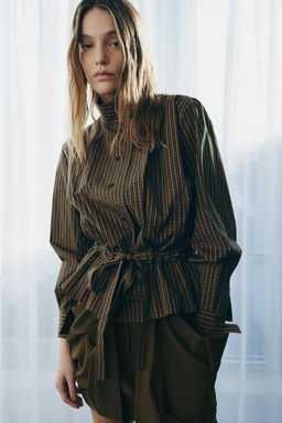 CHECK COTTON SHIRT WITH BOW ZW COLLECTION - Zara фото 9