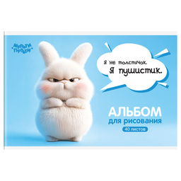 Альбом для рисования Мульти-Пульти 40л. на скрепке "Зайчонок Бу" (А40_57744) обложка картон