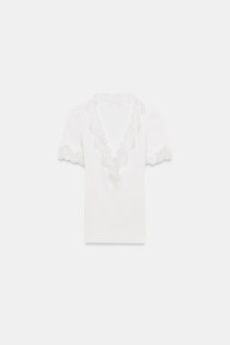 RIBBED LACE T-SHIRT - Zara фото 4