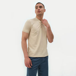 Футболка поло мужская MINAKU REGULAR FIT: бежевая, р-р 54