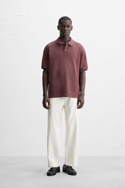 WASHED TEXTURED PIQUE POLO SHIRT - Zara фото 8
