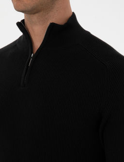 Siyah Slim Fit Dik Yaka Fermuarl_ Triko Kazak - Pierre cardin фото 7