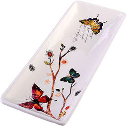 60135 Блюдо сервировочное 28х10,6х3см Бабочки в саду доломит LR (х24)
