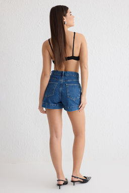 TRENDYOLMILLA Mavi Yuksek Bel Mini Denim Sort Etek TWOSS25SR00055 фото 5