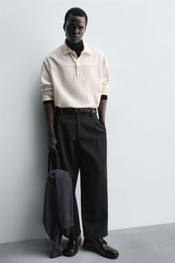 BOXY FIT TEXTURED POLO SHIRT