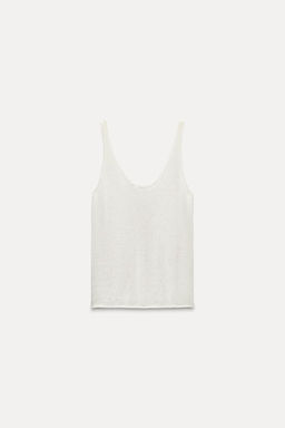 PLAIN LINEN BLEND STRAPPY KNIT TOP - Zara фото 16