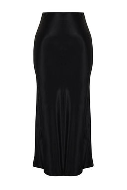 Siyah A-line Midi Y?lbas? Saten Etek TWOSS24ET00162