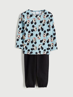 Mickey Mouse Bask?l? Erkek Bebek Pijama Tak?m