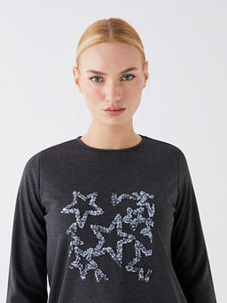 Bisiklet Yaka Nak??l? Uzun Kollu Kad?n Bluz