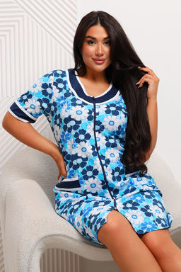 Халат женский из кулирки Марфа голубая ромашка макси - Амадэль фото 10