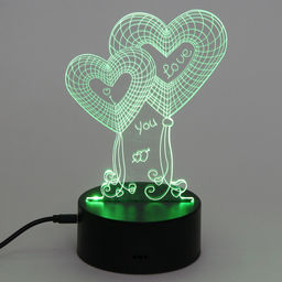 Цена за 2 шт. Светильник ночник "3D-Нежность" на пластиковой подставке, с включателем USB