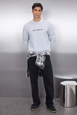 Gri Regular/Normal Kesim Nak__l_ __i Polarl_/S_cak Tutan Sweatshirt TMNAW23SW00481